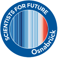 Logo Scientists for future Regionalgruppe Osnabrück mit Warmingstripes